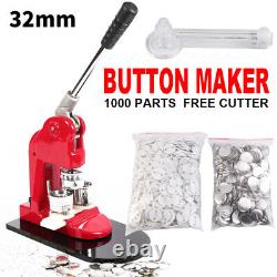 1.25 32mm Button Maker Punch Press Machine 1000 Pin Badge Parts + Circle Cutter