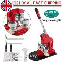 1.25 Badge Button Maker Punch Press Making Machine 1000 Parts+Circle Cutter32mm