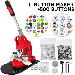 1 25mm Badge Button Maker Press 500 Parts Circle Cutter Making Kit Clothes