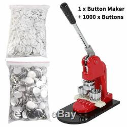 1/25mm Button Maker Machine Badge Punch Press +1000x Parts Circle Cutter Tools