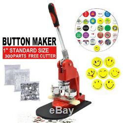1 Button Badge Maker Punch Press Machine +300PCS Round Pin Parts+Circle Cutter