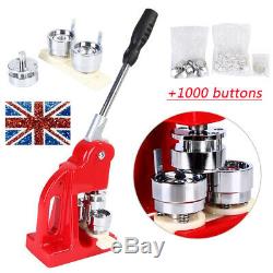 25MM Button Maker Machine Badge Punch Press+1000 Button Supplies+ Circle Cutter