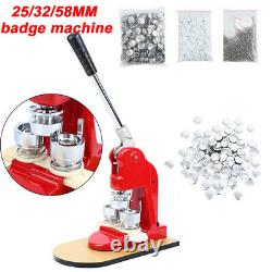 25/32/58mm Button Maker Badge Punch Press Machine Cutter 500 Pcs Free Buttons