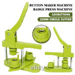 25/58 mm Button Maker Badge Press Machine Circle Cutter 100 Buttons 3 Dies Kits