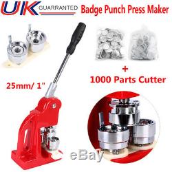 25mm/ 1 Badge Punch Press Maker Machine+1000 Circle Button Parts+Circle Cutter