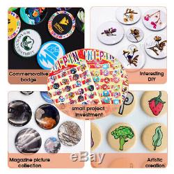 25mm Badge Maker Machine Button Pin Press + Circle Cutter + 300 Badge Supplies