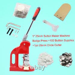 25mm Badge Maker Machine Making Pin Press100pcs Button Parts Circle Cutter UK