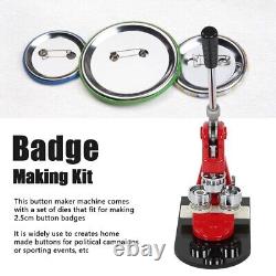 25mm Button Maker Badge Press Machine Kit Circle Cutter + 1000pcs Buttons 3 Dies