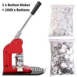 25mm Button Maker Badge Press Machine Kit Circle Cutter With1000× Buttons & 3 Dies