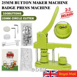 25mm Button Maker Machine Badge Press Machine+100 Buttons+25mm Circle Cutter UK