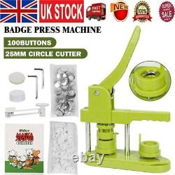 25mm Button Maker Machine Badge Press Machine+100 Buttons+25mm Circle Cutter UK