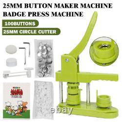 25mm Button Maker Machine Badge Press Machine+100 Buttons+25mm Circle Cutter UK