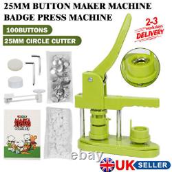 25mm Button Maker Machine Badge Press Machine+100 Buttons+25mm Circle Cutter UK