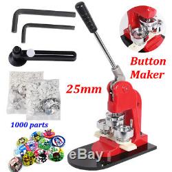 25mm Button Maker Punch Press Machine Pin Badge Set+1000 Button+Circle Cutter