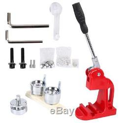25mm Button Maker Punch Press Machine Pin Badge Set+1000 Parts+Circle Cutter Red