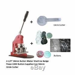 2-1/4 Badge Making Machine Button Press+1000 Button Supplies 58mm Circle Cutter