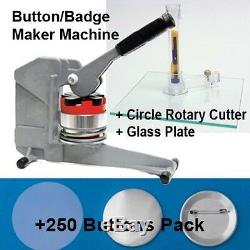 2-1/4 Standard Button Maker Badge Punch Press Machine Includes 250 Parts Cutter