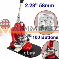 2.28 58mm Button Maker Machine Badge Punch Press 100 Parts Circle Cutter Tool #