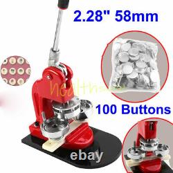 2.28 Button Maker Machine Badge Punch Press 100 Parts Circle Cutter Tool 58mm