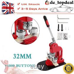 32MM Badge Maker Machine Making Pin Button Press Cutter with1000 Buttons 3 Dies
