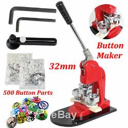 32mm Button Badge Press Punch Maker Machine 500 Button Supplies + Circle Cutter