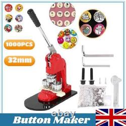 32mm Button Maker Badge Press Machine Circle Cutter 1000pcs Buttons 3 Dies Kit