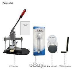 3'' Badge Punch Press Button Pin Maker Machine +300 Button Parts + Circle Cutter