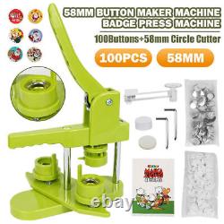 58mm 25mm Button Maker Badge Press Machine Circle Cutter 100 Buttons 3 Dies Set