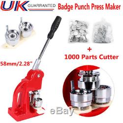 58mm/2.28Badge Punch Press Maker Machine+1000 Circle Button Parts+Circle Cutter