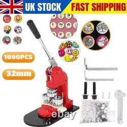 Accurate 32mm 1.25 Button Maker Badge Punch Press Machine+1000 Parts Cutter New