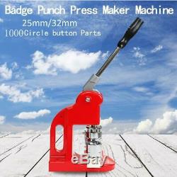 Badge Punch Press Maker Machine With 1000 Circle Button Parts + Circle Cutter