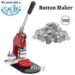 Button Badge Maker Punch Press Circle Cutter with 500 pcs Pinback Button Parts