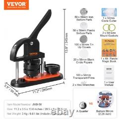 Button Maker Kit 58mm Badge Punch Press with 100 Button Parts and Circle Cutter