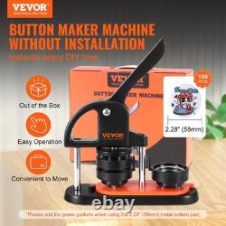 Button Maker Kit 58mm Badge Punch Press with 100 Button Parts and Circle Cutter