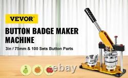 Button Maker Machine 3 Inch 75mm Badge Press Kit plus 100 Adjust Circle Cutter