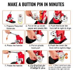 Button Maker Machine 58mm DIY Badge Press Kit with 500 Button Parts and Cutter