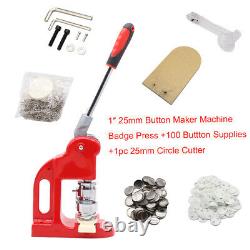 Button Maker Machine Badge Press+100 Button Supplies+25mm Circle Cutter