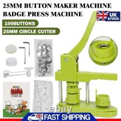 Button Maker Machine Badge Press Machine 25mm+100 Buttons+25mm Circle Cutter UK
