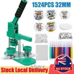 Button Maker Machine Badge Press Machine Circle Cutter 32mm 100 Buttons Kit