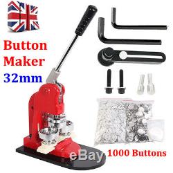 New 32mm Button Badge Maker Press Machine Press Circle Cutter With 1000 Button