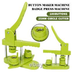 UK 25mm Button Maker Machine Badge Press Machine+100 Buttons+25mm Circle Cutter
