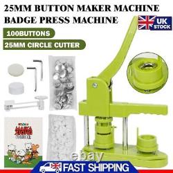 UK Button Maker Machine Badge Press Machine 25mm+100 Buttons+25mm Circle Cutter