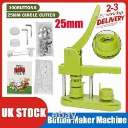 UK Button Maker Machine Badge Press Machine 25mm+100 Buttons+25mm Circle Cutters