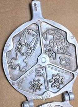 VTG USSR Metal Cookie Cutter Baking Mold Maker Press Pinocchio Bakelite Handles