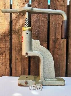 Vintage Professional Upholstery Button Press Machine Cutters Dies Covers Back