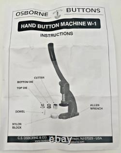 W-1 Hand Press Button Cover Die & Hole Cutter (heavy) #30 3/4 121602
